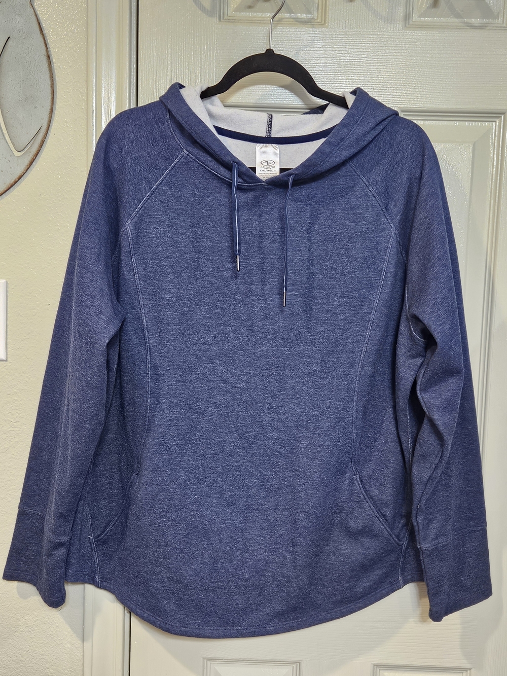 Athletic Works Heather Navy Blue Hooded Pullover Sweater